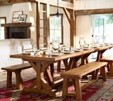 美式乡村LOFT做旧复古实木书桌办公桌家用餐桌椅会议桌大工作台