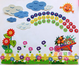 幼儿园教室墙面布置环境布置主题墙材料 漂亮花园雨后彩虹组合图