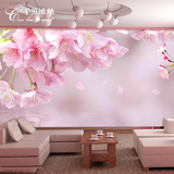 壁画浪漫粉色花朵3D立体电视背景墙客厅卧室无缝真丝壁画壁纸墙纸