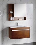 实木橡木现代中式浴室柜组合8090100cm洗手洗脸盆浴室吊柜洗漱台