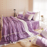 家居紫色公主床上用品 全棉家纺 韩版公主床罩床裙宜家三/四件套