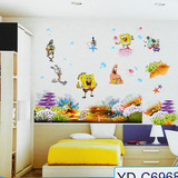 新款海绵宝宝多层立体墙贴卡通儿童房卧室床头装饰墙贴画环保贴画