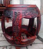 交趾黄檀红木凳子 老挝大红酸枝雕花如意鼓凳 圆凳