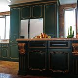 实木整体橱柜 KA51 厨房厨柜定做 定制欧式美式风格 描金工艺