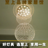 现代简约LED双圆球水晶灯 复式楼梯吊灯豪华别墅客厅吸顶灯饰