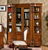 美式书柜实木书架转角单个书柜欧式自由组合书柜展示柜子玻璃带门