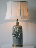 欧式优雅时尚灰色寄花全铜陶瓷台灯 个性创意美式客厅卧室床头灯