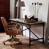 LOFT复古工业铁艺电脑桌书桌餐桌咖啡桌实木做旧桌单人家居办公桌