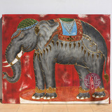泰国进口手绘大象艺术画120*100泰式风情大象装饰画东南亚壁画H