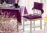 高档桌布套装欧式亚麻椅垫椅背套餐椅套布艺套蝴蝶结 紫夜色 定做