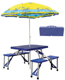 ABS塑料居家户外连体折叠桌椅-样图中太阳伞不配送需另加购