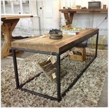 美式铁艺实木茶几桌子 复古老茶几 手工做旧边桌边几工业风格书桌