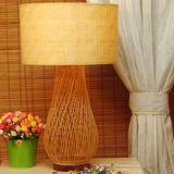 竹编创意台灯卧室床头柜台灯田园现代简约北欧台灯原木客厅灯具