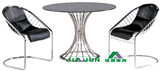 不锈钢配钢化玻璃圆餐桌/时尚简约餐桌椅/定做洽谈桌 接待台11033