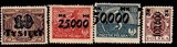 波兰邮票1923-1924年加字改值贴票4枚