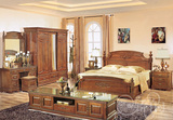 香樟木大床全实木床中式双人床1.8米大床雕花套房衣柜妆台西班牙