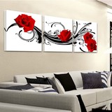 玫瑰之约客厅装饰画沙发背景墙挂画卧室墙画三联无框画壁画花卉系