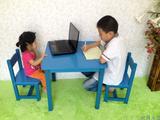 蓝色宜家儿童中心幼儿园宝宝木制学习写字吃饭餐桌椅成套装 包邮