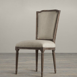 法式美式复古实木椅 麻布面料铆钉餐椅/书桌椅 橡木餐椅