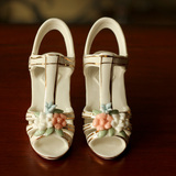 创意装饰品 结婚礼物欧式陶瓷工艺品摆件 纯手工陶瓷描金高跟鞋