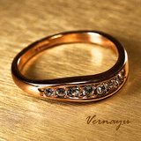 【Vernayu】韩国时尚简约晶钻情侣镀金戒指小指环尾戒饰品配饰女