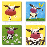 小奶牛可爱无框画 卡通幼儿园挂画儿童房墙画儿童乐园装饰画壁画
