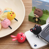 超萌日韩卡通立体动物头手机通用耳机塞 韩版可爱卡通耳机防尘塞