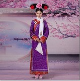 新款紫色清朝格格服装女士古装演出服装满族宫廷宫女服装舞台戏服