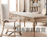 热卖美式乡村复古实木书桌椅 法式橡木写字台 实木家具书桌定制