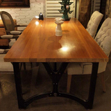 TFOL美式乡村风格铁艺实木家具餐桌椅复古工作台 办公桌餐桌 做旧