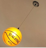 篮球吊灯创意灯饰具儿童房单头简约玻璃餐厅卧小孩子书房可爱装饰