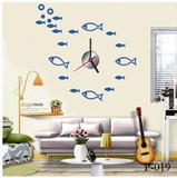 包邮创意个性DIY钟表墙贴壁钟 客厅背景墙面装饰 年年有余鱼很多