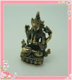 西藏佛教 尼泊尔手工艺品 黄铜小佛像 四臂观音口袋佛 随身佛