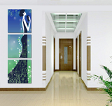 客厅装饰画竖画走廊壁画中式挂画墙画玄关过道无框画抽象古典美女