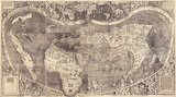 1507年 古世界地图宇宙志 装饰画壁画挂画芯无框画美家经典创意画
