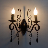 欧式壁灯 黑色水晶壁灯 卧室 床头壁灯 创意个性壁灯 过道壁灯