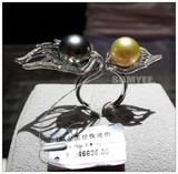 【高端定制】天然南洋金珠大溪地黑珍珠 戒指女款 18K金钻石镶嵌