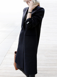 韩国代购2015新款 女装羊毛呢大码外套 双面羊绒西装中长款大衣