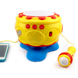 早教小鼓王旋转手拍鼓 三字经拍拍鼓外接手机话筒 儿童玩具0-1岁
