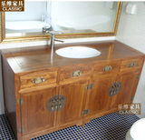 仿古浴柜 中式老榆木大浴柜 浴室储物柜 酒店别墅私人定制