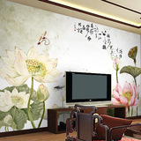 荷花客厅墙纸现代中式电视墙壁纸背景影视墙壁纸复古墙布古典壁画