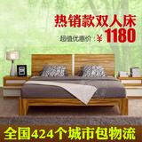 双人床类1.5米板式床高箱床橡木色1.8米现代简约床类包邮箱体床