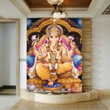 大型壁画 东南亚印度风格宗教瑜伽馆墙纸 印度神象神壁纸