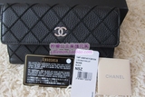 美国正品代购 Chanel香奈儿 14年新款黑色菱格荔枝牛皮 长款钱包
