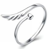 送礼 s925天使之翼纯银戒指开口 男女时尚未镶嵌单身尾戒食指环