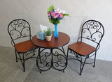 简约现代铁艺桌椅 休闲室内阳台桌椅 欧式实木餐桌椅组合特价促销