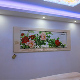 中式牡丹花客厅装饰画实木雕刻立体浮雕现代墙壁画挂画花开富贵