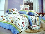 宝宝卡通小汽车床品布料 全棉单人双人床单被罩枕套可定做