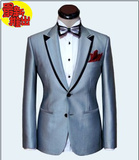 手工定做定制男式西服西装套装银灰色修身韩版新郎结婚礼服修身款