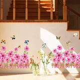 客厅卧室防水踢脚线墙贴植物花卉 居家创意防水贴画向日葵